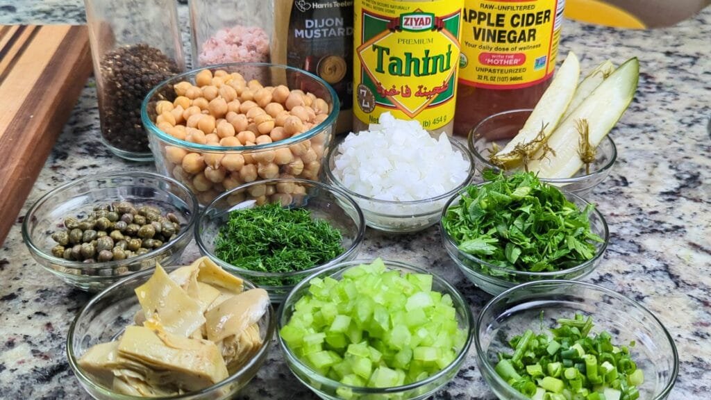 all ingredients for Vegan Tuna Salad