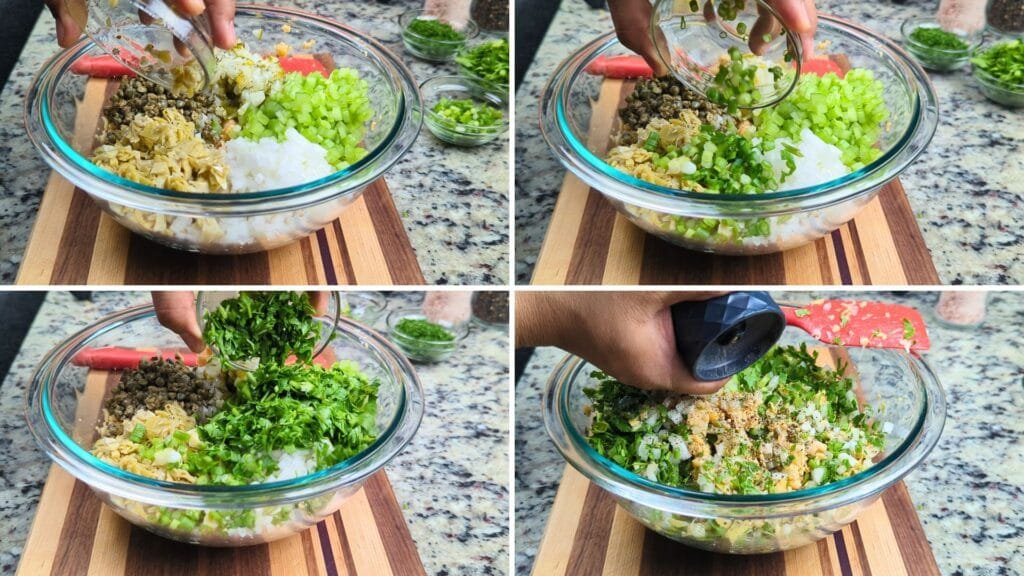Adding Ingredients to Smashed Chickpeas image 2
