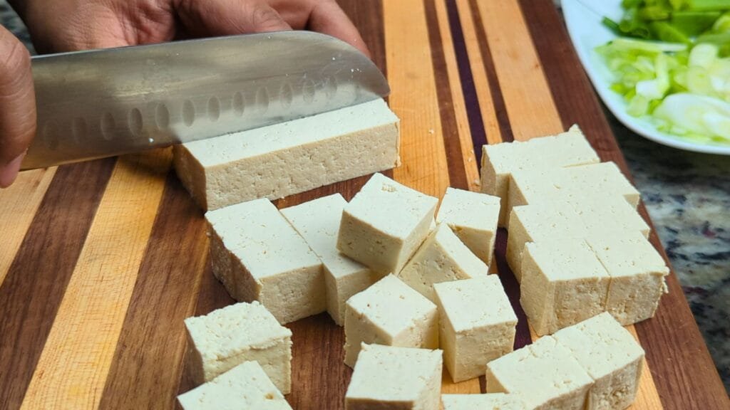 cut the Tofu Bite Size.