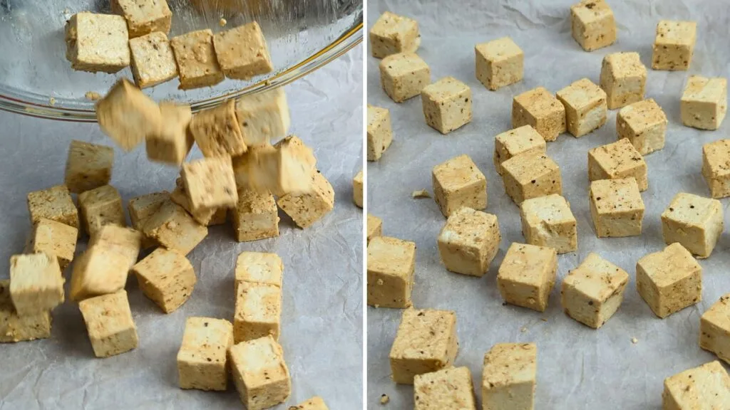 Transfer the Tofu on the Parchment Paper