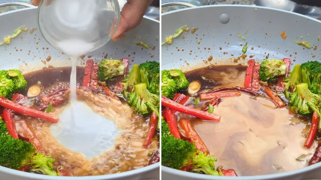 Adding Corn Starch Slurry to thicken the sauce