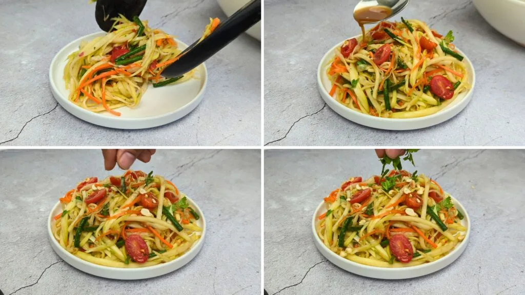 Transfer to serving plate topping with Cilantro and Roasted Peanuts