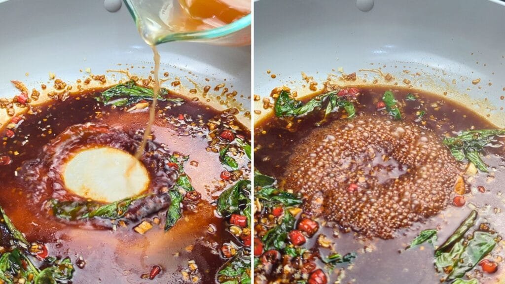 adding vegetable stock
