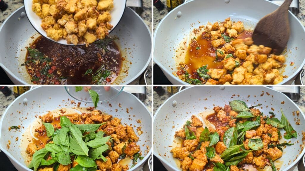 adding Tofu and Thai Basil