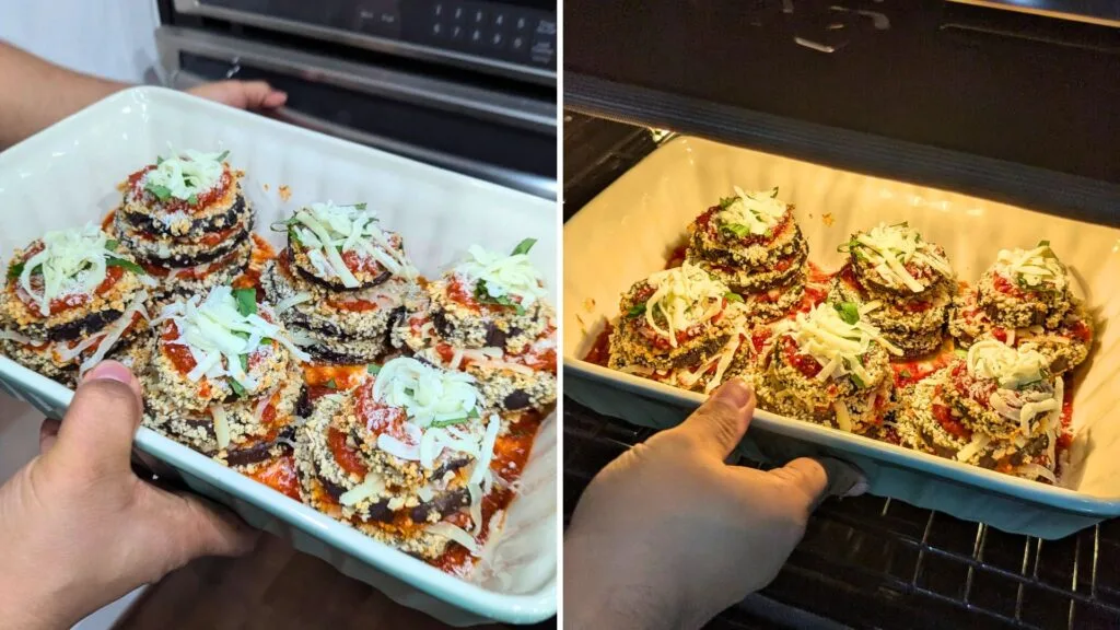 put the prepared tray in the oven