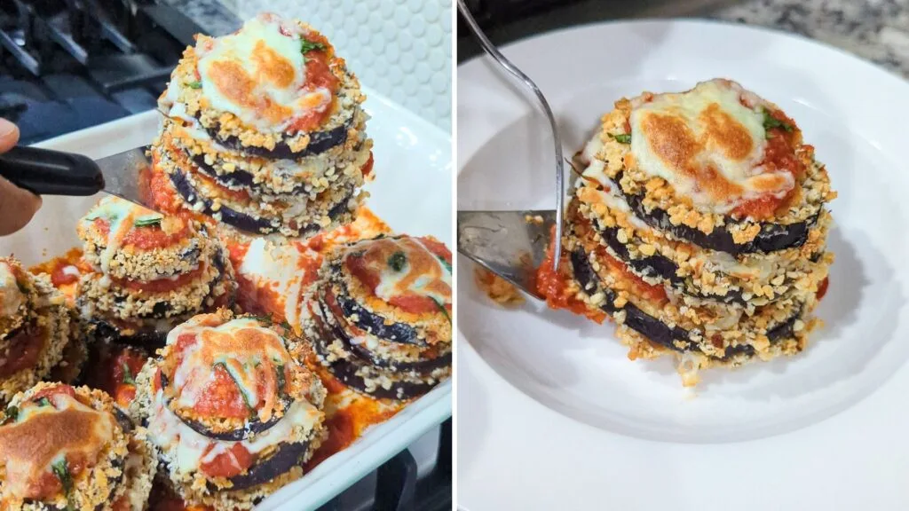 Served and at some fresh Basil leaves