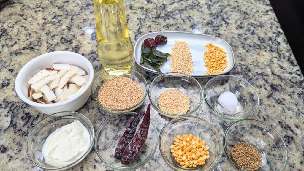 All ingredients for Spicy Sesame Chutney