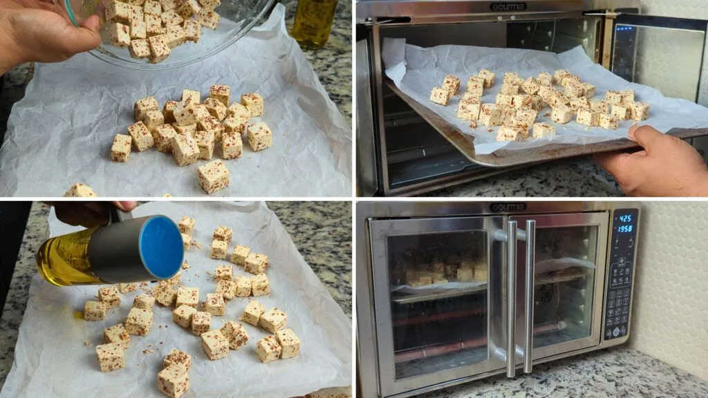 Spread the Tofu on a baking sheet
