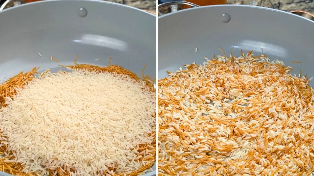 Toasting Rice until golden brown