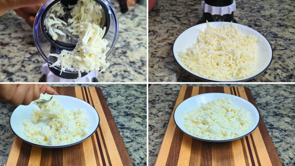 Grating the paneer