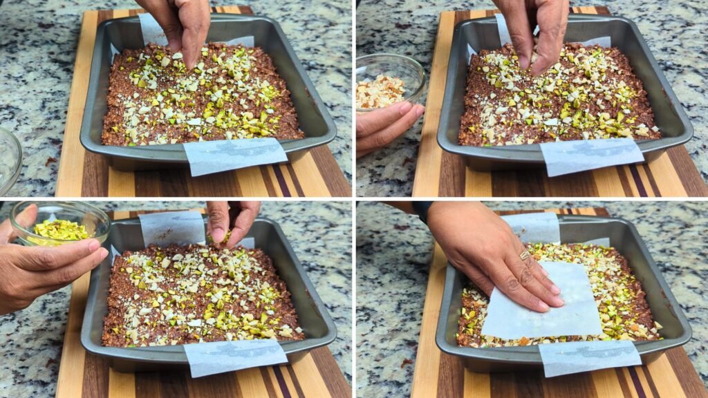 topping up with chopped Almonds, Pistachios and Cashews