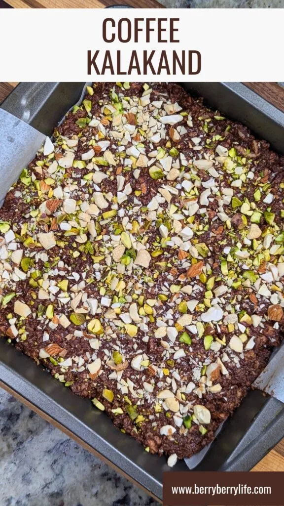 Coffee Kalakand Vertical image for Pinterest