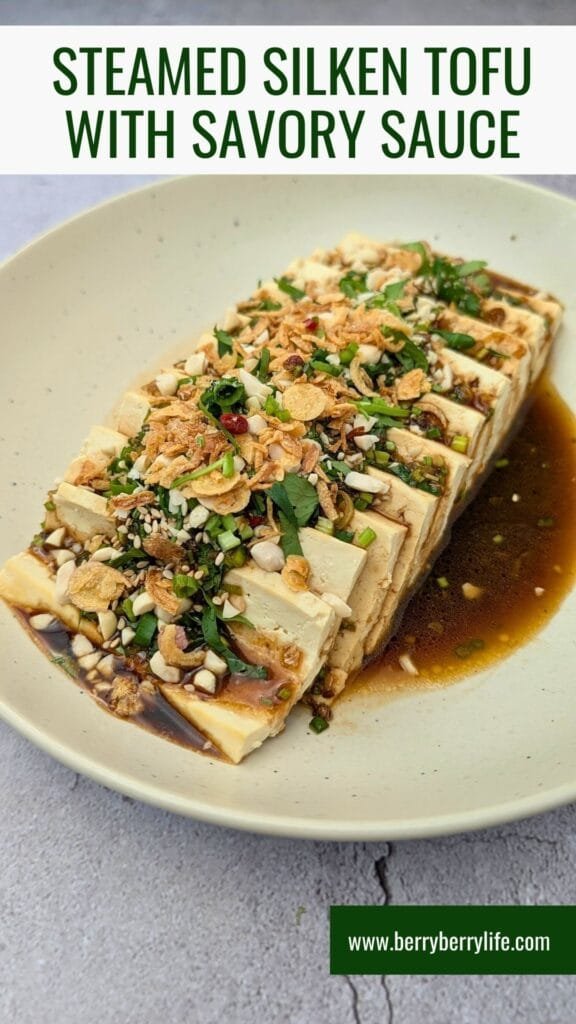 Steamed Tofu vertical image for Pinterest