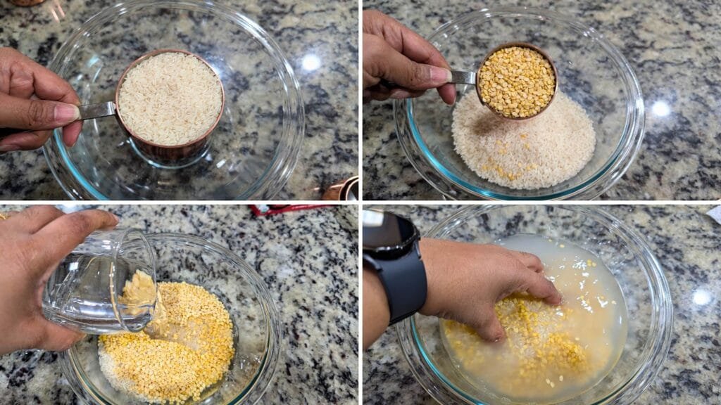 cleaning Rice and Moong Dal