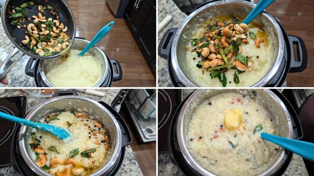 Adding Tempering to cooked Rice and Moong Dal