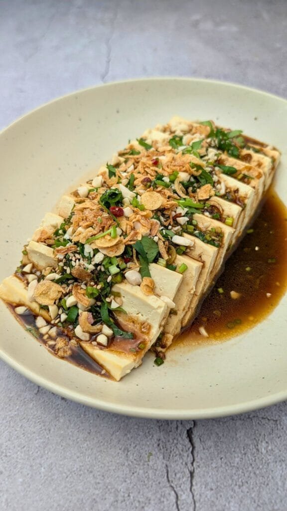 Silken Tofu with Savory Sauce vertical image