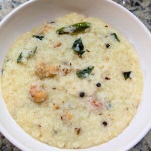 Ven Pongal in a white plate