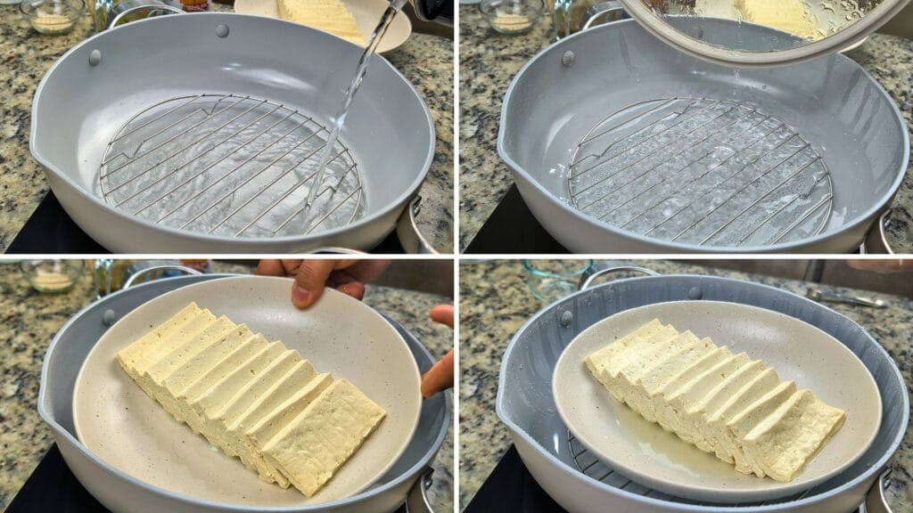Steaming Tofu in a steamer