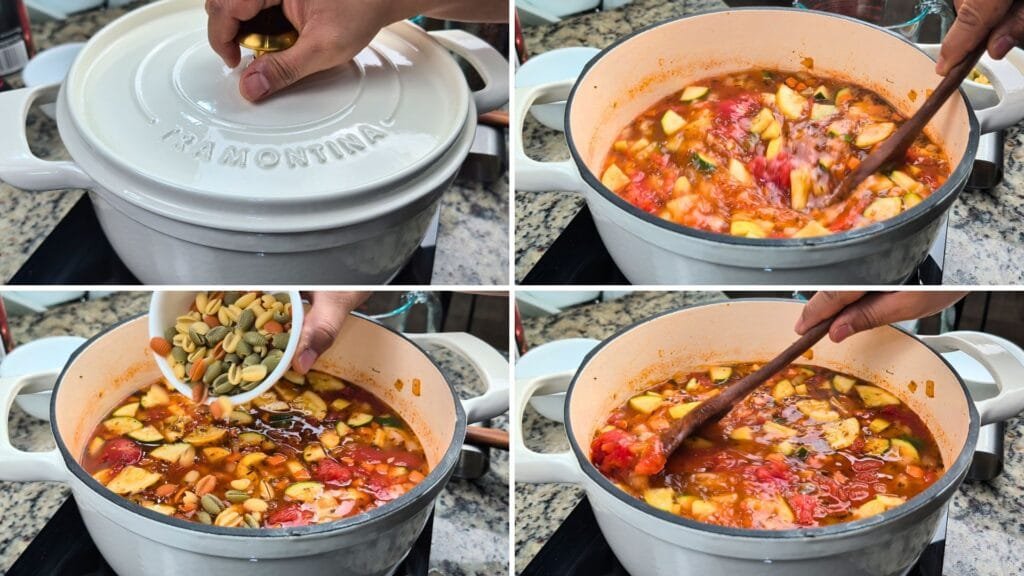 let the Soup Boil, once it boil add Pasta