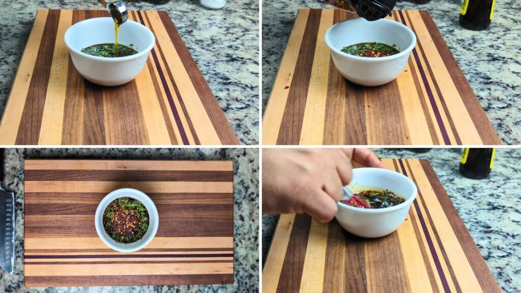 Adding Sesame Oil, Brown Sugar and Red Chili Flakes to 