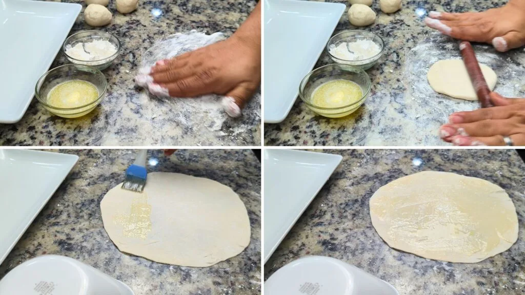 put he APF and Cornstarch mixture on the rolling surface to roll the dough
